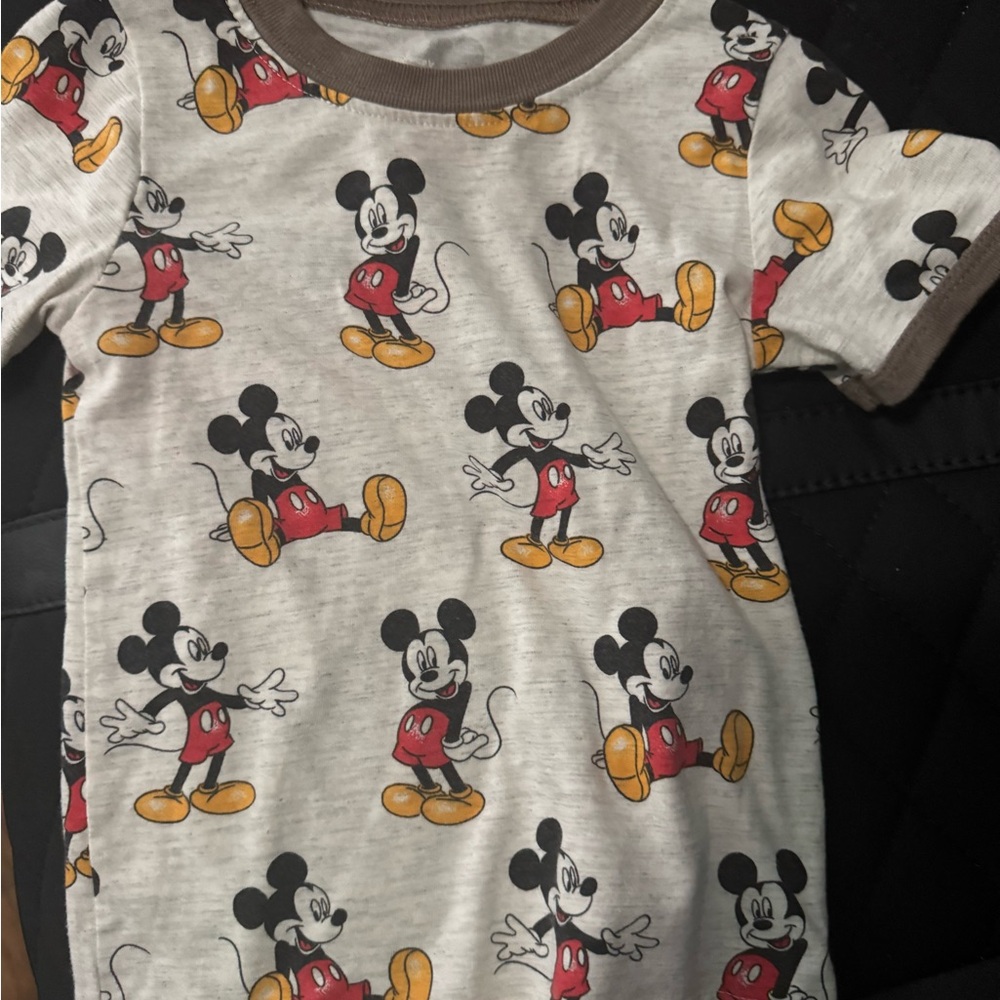 Disney Mickey Mouse Toddler Shirt with Brown Trim